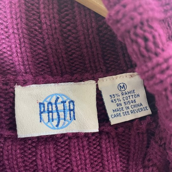 Vintage Pasta Ramie Cotton Aztec Knit Sweater Multicolor Size M Chunky 3D - Picture 3 of 16